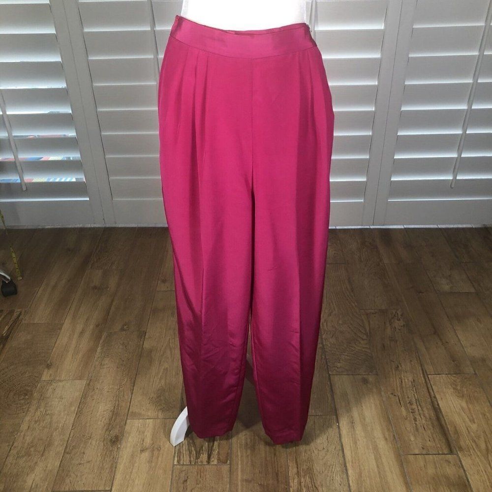 Vtg 80s Campus Casuals of California Hot Pink Pleated Pants Small High Waist